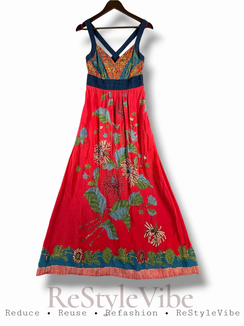 EDME & ESYLLTE ANTHROPOLOGIE Women’s Size 8 Dress Midi Bohemian Floral Silk